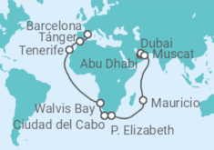 Itinerario del Crucero Desde Abu Dhabi (EAU)  a Barcelona - Costa Cruceros