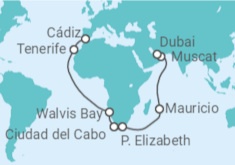 Itinerario del Crucero Desde Cádiz a Dubái (EAU) - Costa Cruceros