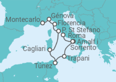 Itinerario del Crucero Desde Montecarlo (Mónaco) a Civitavecchia (Roma) - Azamara