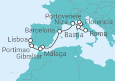 Itinerario del Crucero Desde Civitavecchia (Roma) a Lisboa - Azamara