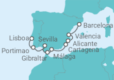 Itinerario del Crucero Desde Barcelona a Lisboa - Azamara