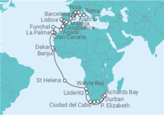 Itinerario del Crucero Grand Voyage:  De Ciudad del Cabo a Roma - Azamara