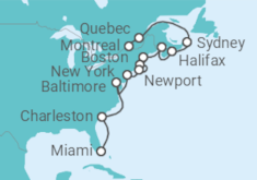 Itinerario del Crucero Desde Montreal (Canadá) a Miami (EEUU) - Azamara