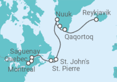 Itinerario del Crucero Desde Reykjavik (Islandia) a Montreal (Canadá) - Azamara