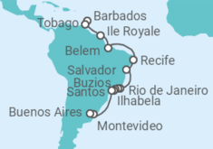 Itinerario del Crucero Brasil - Azamara