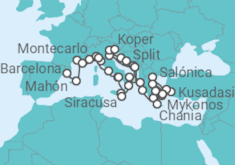 Itinerario del Crucero Grand Voyage:  De Barcelona a Atenas - Azamara