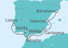 Itinerario del Crucero España, Gibraltar y  Portugal - Azamara