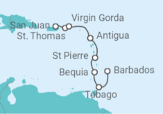 Itinerario del Crucero Caribe Sur - Azamara