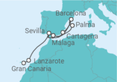 Itinerario del Crucero De Las Palmas a Palma de Mallorca - AIDA