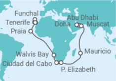 Itinerario del Crucero De Abu Dhabi a Tenerife - AIDA