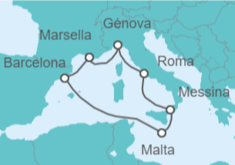 Itinerario del Crucero Italia, Malta, España - MSC Cruceros