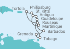 Itinerario del Crucero Islas Vírgenes - Reino Unido, Saint Maarten, Antigua Y Barbuda, Martinica, Guadalupe, Barbados - Costa Cruceros