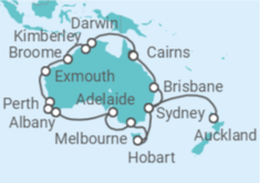 Itinerario del Crucero Vuelta a Australia - Princess Cruises