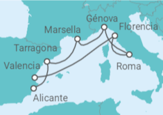 Itinerario del Crucero Italia, Francia, España - MSC Cruceros