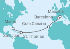 Itinerario del Crucero Desde Marsella a Miami - MSC Cruceros