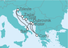 Itinerario del Crucero Italia, Croacia, Grecia, Montenegro - Costa Cruceros