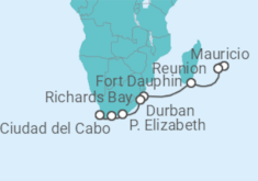 Itinerario del Crucero Mauricio, Isla Reunión, Sudáfrica - Azamara