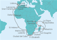 Itinerario del Crucero Grand Voyage:  África - Azamara