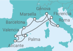 Itinerario del Crucero Francia, España, Italia - MSC Cruceros