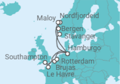 Itinerario del Crucero Metrópolis y Noruega desde Hamburgo - AIDA