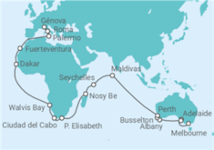 Itinerario del Crucero Vuelta al mundo - MSC Cruceros