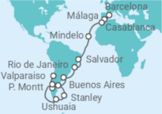 Itinerario del Crucero Desde Barcelona a Valparaíso - MSC Cruceros