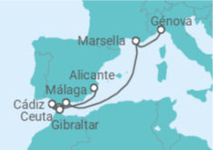 Itinerario del Crucero Francia, España, Gibraltar - MSC Cruceros