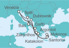 Itinerario del Crucero Croacia, Grecia e Italia - Costa Cruceros