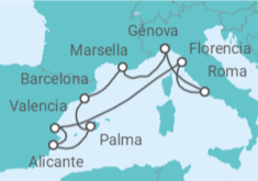 Itinerario del Crucero España, Italia - MSC Cruceros