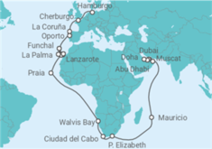 Itinerario del Crucero Vuelta al mundo 2025 - AIDA