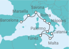 Itinerario del Crucero Francia, Italia, Túnez, Malta - Costa Cruceros