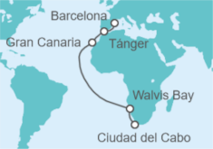 Itinerario del Crucero De Barcelona a Ciudad del Cabo - Royal Caribbean