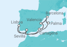 Itinerario del Crucero España con Lisboa - AIDA