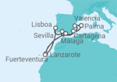 Itinerario del Crucero España, Portugal - AIDA