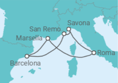 Itinerario del Crucero Italia, España, Francia - Costa Cruceros