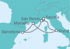 Itinerario del Crucero España, Francia, Italia - Costa Cruceros