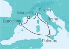 Itinerario del Crucero Francia, España, Italia - Costa Cruceros