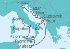 Itinerario del Crucero Los tesoros del Mediterráneo - Silversea