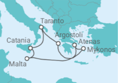 Itinerario del Crucero De la pizzica al sirtaki I + estancia en Atenas - Costa Cruceros