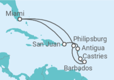 Itinerario del Crucero Celebraciones en el Caribe - Cunard