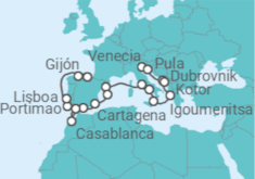 Itinerario del Crucero Descubrimiento del Adriático y la Península Ibérica - Oceania Cruises