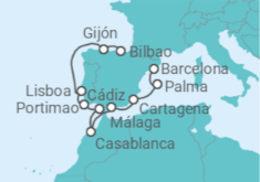 Itinerario del Crucero Circunnavegación Iberia - Oceania Cruises