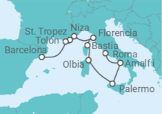 Itinerario del Crucero Italia y Francia en primer plano - Oceania Cruises