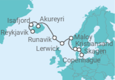 Itinerario del Crucero Fiordos, Islas Feroe e Islandia - Oceania Cruises