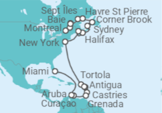 Itinerario del Crucero Canadá e islas del Caribe - Oceania Cruises