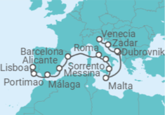 Itinerario del Crucero Del Atlántico al Mar Adriático - Oceania Cruises