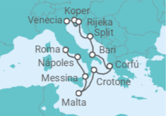 Itinerario del Crucero Vacaciones en Croacia e Italia - Oceania Cruises