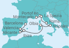 Itinerario del Crucero Paraísos de Italia y España - Oceania Cruises