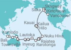 Itinerario del Crucero Aventura de Alaska a Asia - Oceania Cruises