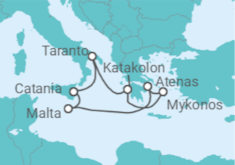 Itinerario del Crucero De la pizzica al sirtaki II con bebidas + Atenas - Costa Cruceros